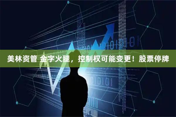 美林资管 金字火腿，控制权可能变更！股票停牌
