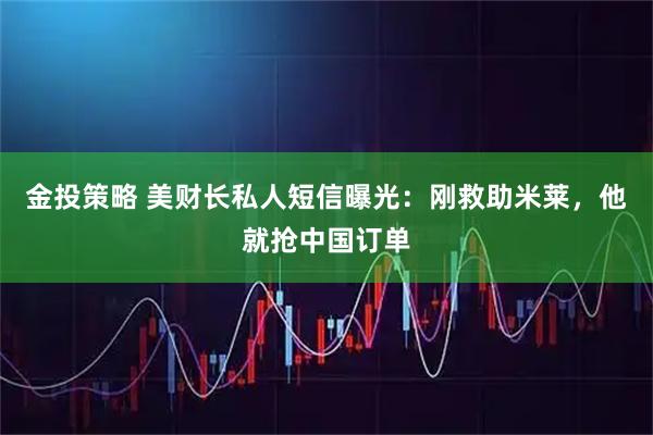 金投策略 美财长私人短信曝光：刚救助米莱，他就抢中国订单